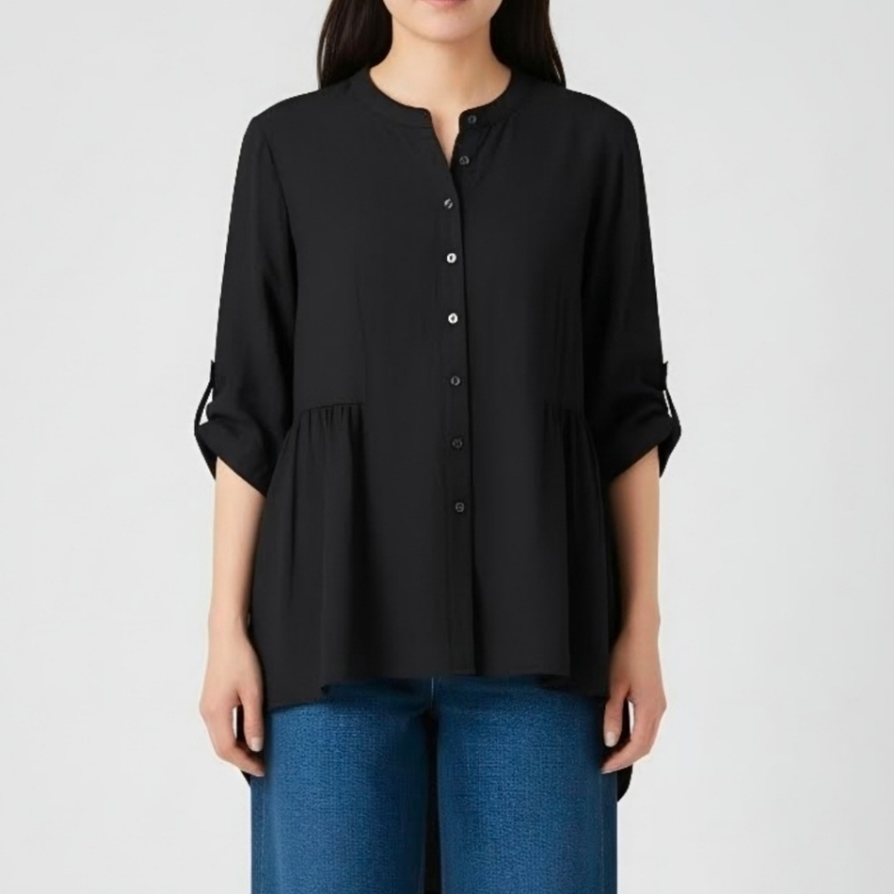 City Chic Linen Safari Button Down Top Blouse
